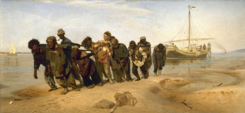 01 - REPIN Ilya Yefimoch 1844-1930 - Homens levando à sirga barco no Rio Volga - 1870